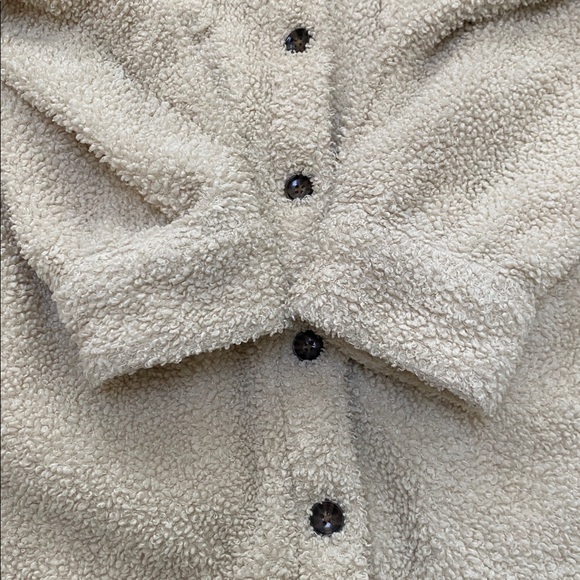 Marine Layer Eden Sherpa Overshirt, ivory cream, size S - Picture 6 of 16